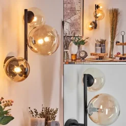 hofstein Chehalis Boule lumineuse, Applique murale 23 cm Ambre, Clair, 3 lumières
