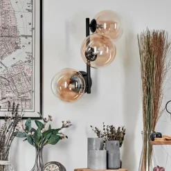 hofstein Chehalis Boule lumineuse, Applique murale 33 cm Ambre, Clair, 3 lumières