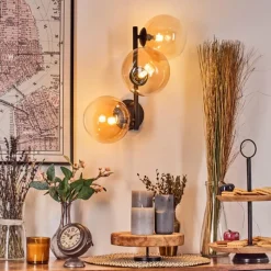 hofstein Chehalis Boule lumineuse, Applique murale 33 cm Ambre, Clair, 3 lumières