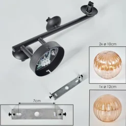 hofstein Chehalis Boule lumineuse, Applique murale Ambre, 3 lumières