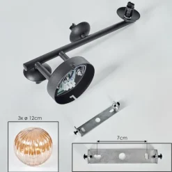 hofstein Chehalis Boule lumineuse, Applique murale Ambre, 3 lumières