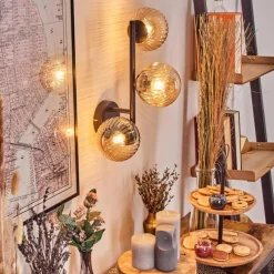 hofstein Chehalis Boule lumineuse, Applique murale Ambre, 3 lumières