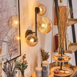 hofstein Chehalis Boule lumineuse, Applique murale Ambre, 3 lumières