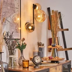 hofstein Chehalis Boule lumineuse, Applique murale Ambre, 3 lumières