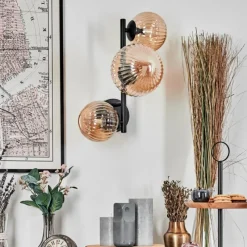 hofstein Chehalis Boule lumineuse, Applique murale Ambre, 3 lumières