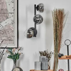 hofstein Chehalis Boule lumineuse, Applique murale 23 cm Chrome, Clair, Fumé, 3 lumières