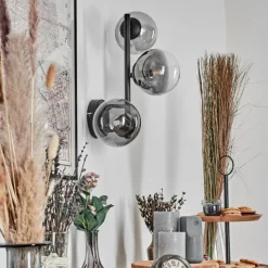 hofstein Chehalis Boule lumineuse, Applique murale 28 cm Chrome, Clair, Fumé, 3 lumières