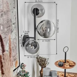 hofstein Chehalis Boule lumineuse, Applique murale 23 cm Chrome, Clair, Fumé, 3 lumières