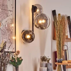 hofstein Chehalis Boule lumineuse, Applique murale 23 cm Chrome, Clair, Fumé, 3 lumières