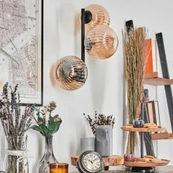 Lampes Vintages & Rétros-hofstein Chehalis Boule lumineuse, Applique murale Ambre, 3 lumières