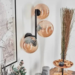 Lampes Vintages & Rétros-hofstein Chehalis Boule lumineuse, Applique murale Ambre, 3 lumières