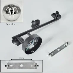 hofstein Chehalis Boule lumineuse, Applique murale 33 cm Chrome, Clair, Fumé, 3 lumières