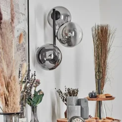 hofstein Chehalis Boule lumineuse, Applique murale 33 cm Chrome, Clair, Fumé, 3 lumières