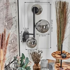 hofstein Chehalis Boule lumineuse, Applique murale 23 cm Fumé, 3 lumières