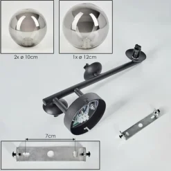 hofstein Chehalis Boule lumineuse, Applique murale 23 cm Fumé, 3 lumières