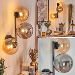 hofstein Chehalis Boule lumineuse, Applique murale Ambre, Fumé, 3 lumières