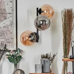 hofstein Chehalis Boule lumineuse, Applique murale Ambre, Fumé, 3 lumières