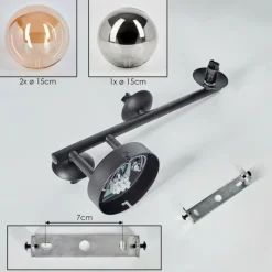 hofstein Chehalis Boule lumineuse, Applique murale Ambre, Fumé, 3 lumières