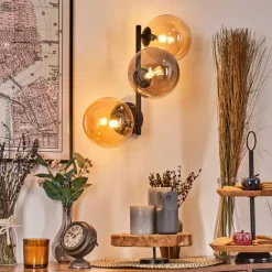 hofstein Chehalis Boule lumineuse, Applique murale Ambre, Fumé, 3 lumières