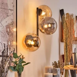 hofstein Chehalis Boule lumineuse, Applique murale Ambre, Fumé, 3 lumières