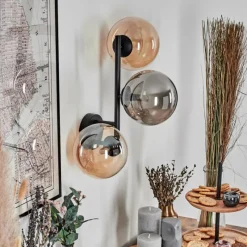hofstein Chehalis Boule lumineuse, Applique murale Ambre, Fumé, 3 lumières