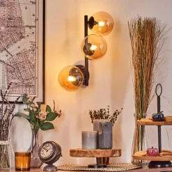 hofstein Chehalis Boule lumineuse, Applique murale Ambre, 3 lumières
