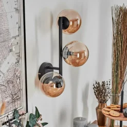 hofstein Chehalis Boule lumineuse, Applique murale Ambre, 3 lumières