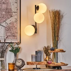 hofstein Chehalis Boule lumineuse, Applique murale 28 cm Blanc, 3 lumières