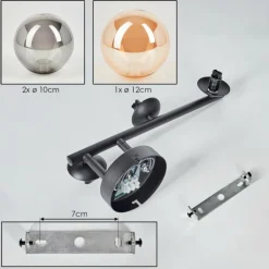 hofstein Chehalis Boule lumineuse, Applique murale 23 cm Ambre, Fumé, 3 lumières