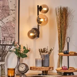 hofstein Chehalis Boule lumineuse, Applique murale 23 cm Ambre, Fumé, 3 lumières