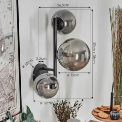 hofstein Chehalis Boule lumineuse, Applique murale 23 cm Fumé, 3 lumières