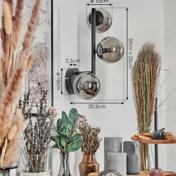 hofstein Chehalis Boule lumineuse Fumé, 3 lumières