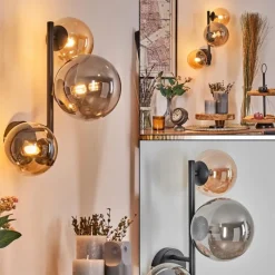 hofstein Chehalis Boule lumineuse, Applique murale Ambre, Fumé, 3 lumières
