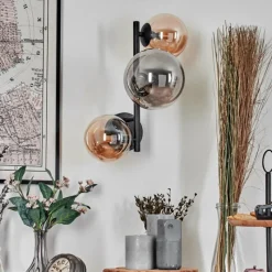 hofstein Chehalis Boule lumineuse, Applique murale Ambre, Fumé, 3 lumières