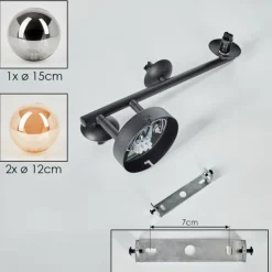 hofstein Chehalis Boule lumineuse, Applique murale Ambre, Fumé, 3 lumières