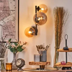 hofstein Chehalis Boule lumineuse, Applique murale Ambre, Fumé, 3 lumières