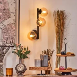 hofstein Chehalis Boule lumineuse, Applique murale Ambre, 3 lumières