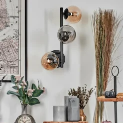 hofstein Chehalis Boule lumineuse, Applique murale Ambre, Fumé, 3 lumières