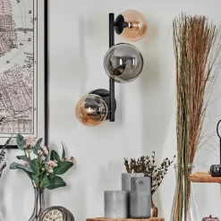 Suspension Verre Fumé-hofstein Chehalis Boule lumineuse, Applique murale Ambre, Fumé, 3 lumières