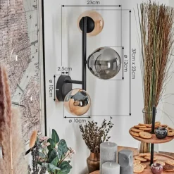 Suspension Verre Fumé-hofstein Chehalis Boule lumineuse, Applique murale Ambre, Fumé, 3 lumières