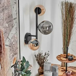 Suspension Verre Fumé-hofstein Chehalis Boule lumineuse, Applique murale Ambre, Fumé, 3 lumières