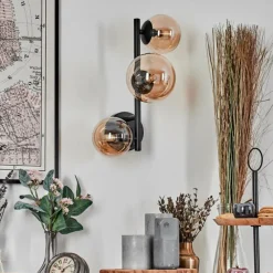 hofstein Chehalis Boule lumineuse, Applique murale Ambre, 3 lumières