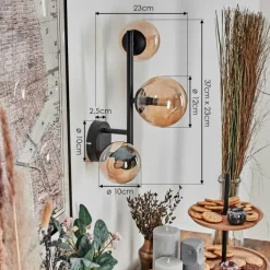 hofstein Chehalis Boule lumineuse, Applique murale Ambre, 3 lumières