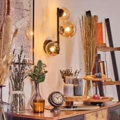 hofstein Chehalis Boule lumineuse, Applique murale Ambre, 3 lumières