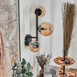 hofstein Chehalis Boule lumineuse, Applique murale Ambre, 3 lumières