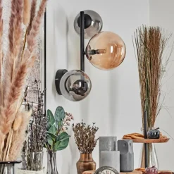 hofstein Chehalis Boule lumineuse, Applique murale Ambre, Fumé, 3 lumières