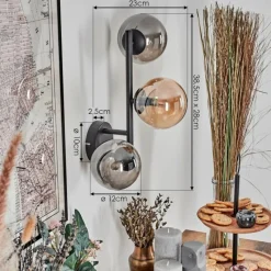 Suspension Verre Fumé-hofstein Chehalis Boule lumineuse, Applique murale Ambre, Fumé, 3 lumières