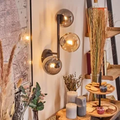 Suspension Verre Fumé-hofstein Chehalis Boule lumineuse, Applique murale Ambre, Fumé, 3 lumières