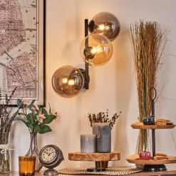 hofstein Chehalis Boule lumineuse, Applique murale Ambre, Fumé, 3 lumières