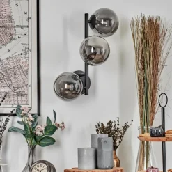 Suspension Verre Fumé-hofstein Chehalis Boule lumineuse, Applique murale Fumé, 3 lumières